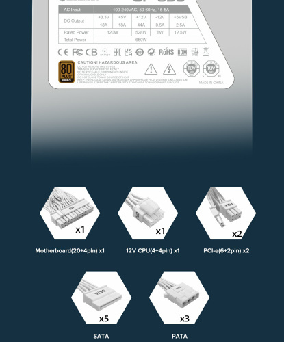 Блок живлення GAMEMAX GP-650-White в Ноутбукер.ua фото 24