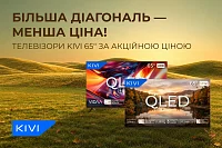 Більше екран — більше вражень! Знижки на телевізори KIVI 65″