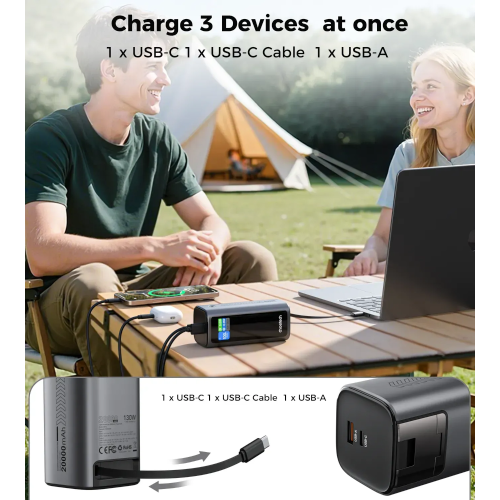 Універсальна мобільна батарея CHOETECH TFT 20000mAh PD130W (B815C) в Ноутбукер.ua фото 9