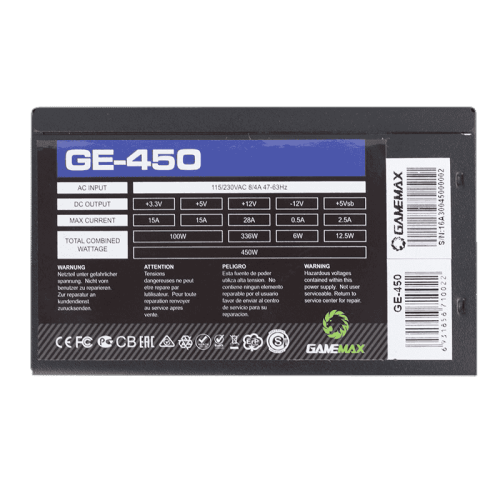Блок живлення GAMEMAX GE-450 в Notebooker.ua фото 8 Блок живлення GAMEMAX GE-450 в Notebooker.ua фото 8