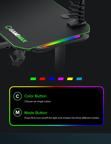 Геймерський стіл GAMEMAX D140 Carbon-RGB в Ноутбукер.ua фото 10