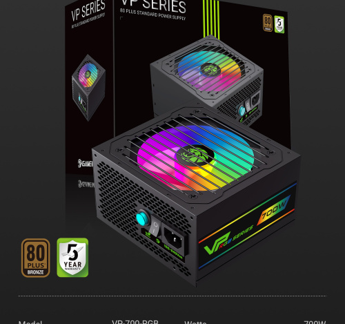 Блок живлення GAMEMAX VP 700S BK-RGB в Ноутбукер.ua фото 25