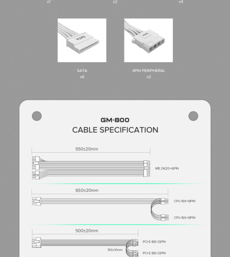 Блок живлення GAMEMAX GM-800 Modular white в Ноутбукер.ua фото 27