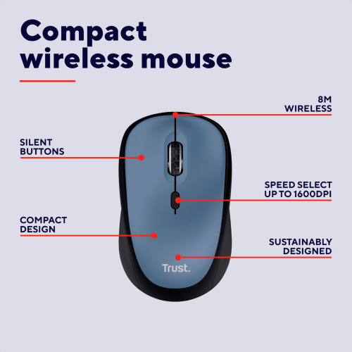 Мишка TRUST Yvi+ Mouse dark blue (25514) в Notebooker.ua фото 7