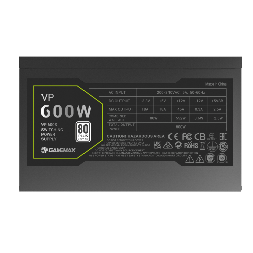 Блок живлення GAMEMAX VP 600S BK в Ноутбукер.ua фото 7