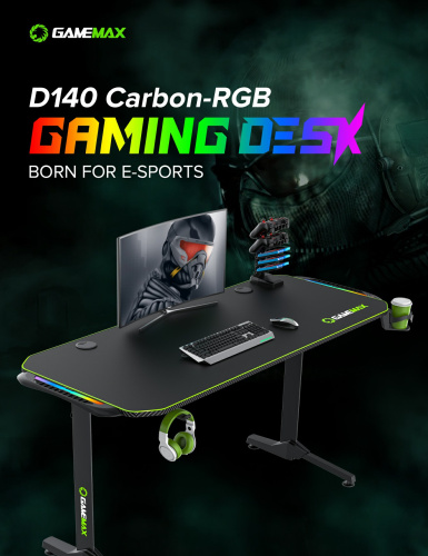 Геймерський стіл GAMEMAX D140 Carbon-RGB в Ноутбукер.ua фото 7