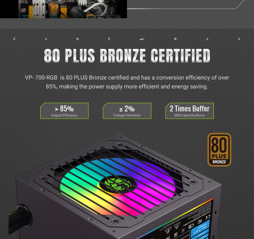 Блок живлення GAMEMAX VP 700S BK-RGB в Ноутбукер.ua фото 15