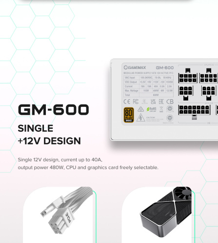 Блок живлення GAMEMAX GM-600 Modular white в Notebooker.ua фото 18