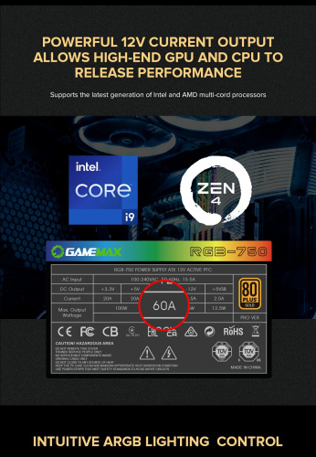 Блок живлення GAMEMAX RGB-750 PRO в Ноутбукер.ua фото 20
