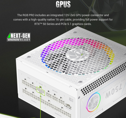Блок живлення GAMEMAX RGB PRO 750G WH в Notebooker.ua фото 20