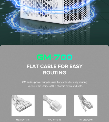 Блок живлення GAMEMAX GM-700 Modular white в Ноутбукер.ua фото 20