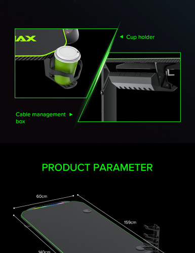 Геймерський стіл GAMEMAX D140 Carbon-RGB в Ноутбукер.ua фото 15