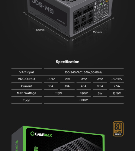 Блок живлення GAMEMAX GM-600 Modular в Notebooker.ua фото 38 Блок живлення GAMEMAX GM-600 Modular в Notebooker.ua фото 38