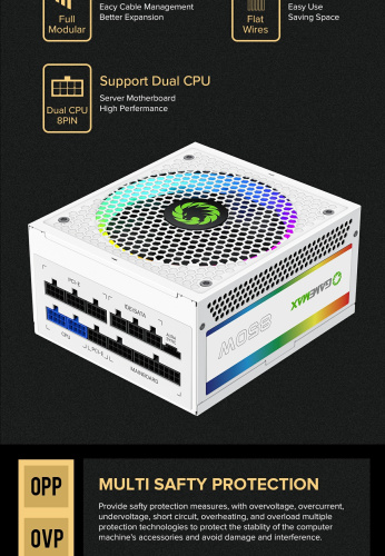 Блок живлення GAMEMAX RGB850 PRO WH в Ноутбукер.ua фото 25