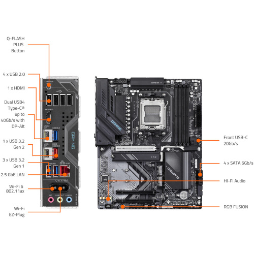 Материнська плата GIGABYTE X870 GAMING WIFI6 в Notebooker.ua фото 4