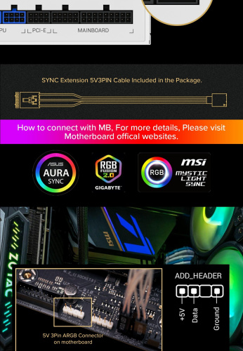 Блок живлення GAMEMAX RGB850 PRO WH в Ноутбукер.ua фото 24