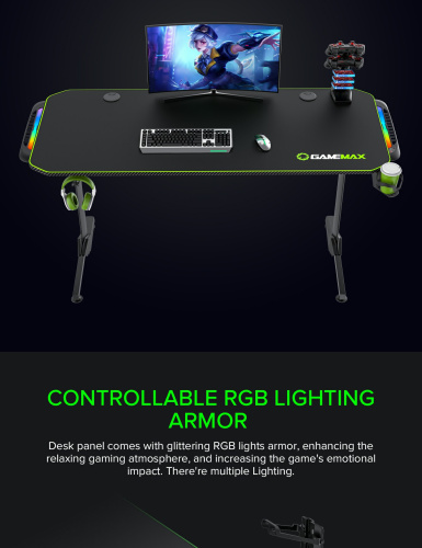 Геймерський стіл GAMEMAX D140 Carbon-RGB в Ноутбукер.ua фото 9