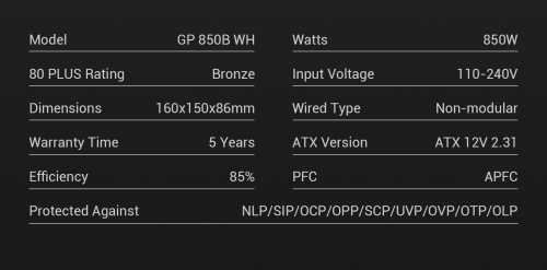 Блок живлення GAMEMAX GP 850B WH в Ноутбукер.ua фото 23
